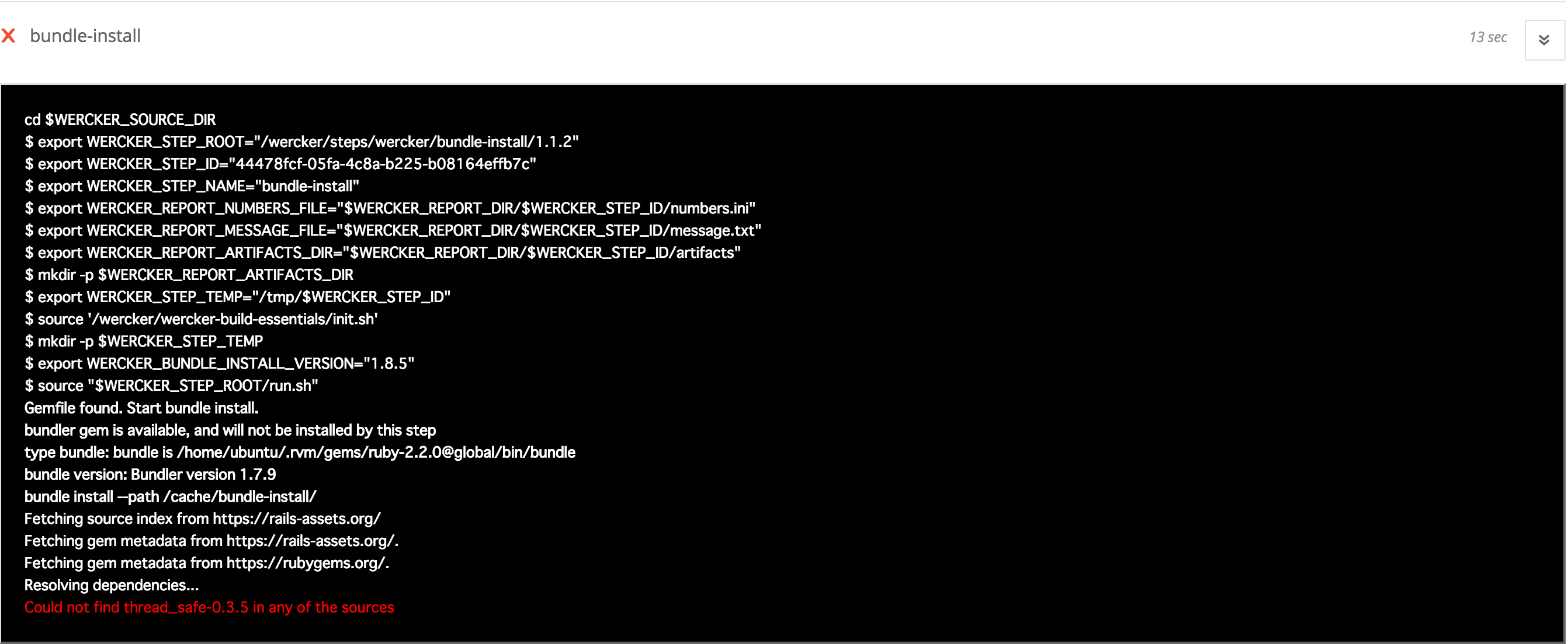 werckerのbundle-installでcloud-not-findとか言われたらbundlerのversionを指定してみよう